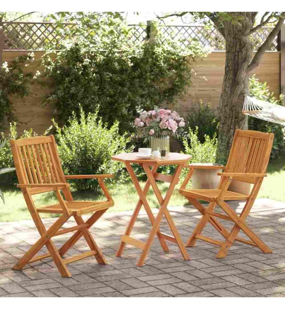 Ensemble de bistro pliable 3 pcs bois d'acacia solide