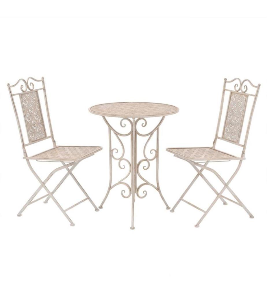 3-tlg. Bistro-Set Stahl Weiss