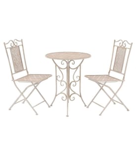 3-tlg. Bistro-Set Stahl Weiss