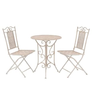 3-tlg. Bistro-Set Stahl Weiss