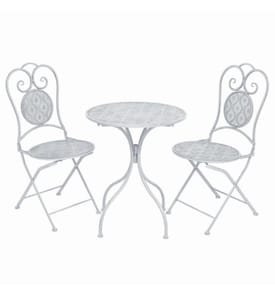 3-tlg. Bistro-Set Stahl Grauweiss