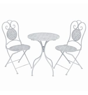 3-tlg. Bistro-Set Stahl Grauweiss