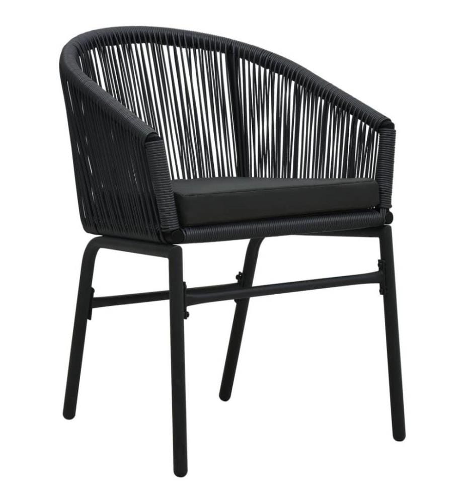 3-tlg. Bistro-Set mit Kissen PE-Rattan Schwarz
