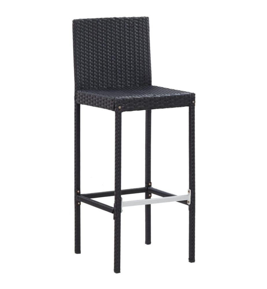 5-tlg. Garten-Bar-Set Poly Rattan und Akazienholz Schwarz