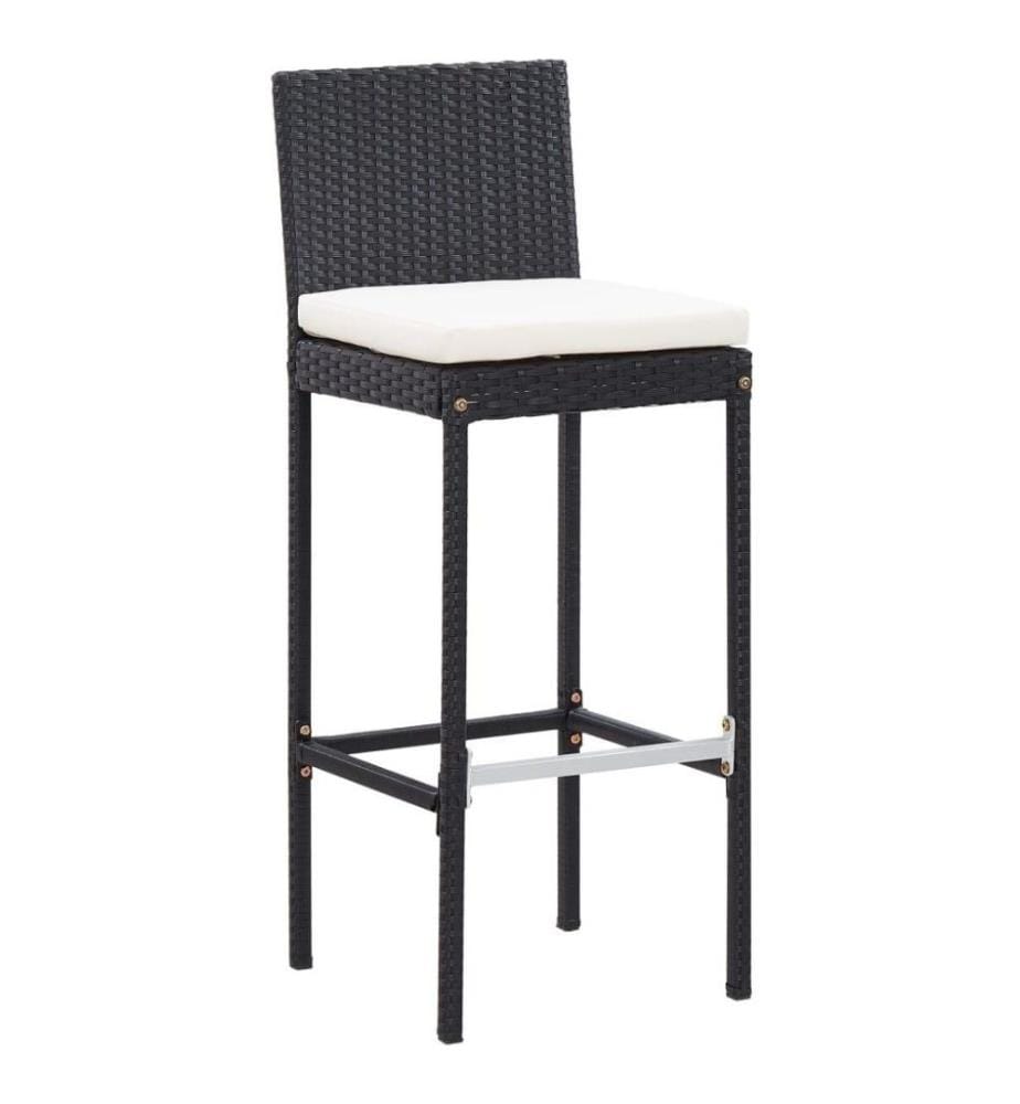 5-tlg. Garten-Bar-Set Poly Rattan und Akazienholz Schwarz