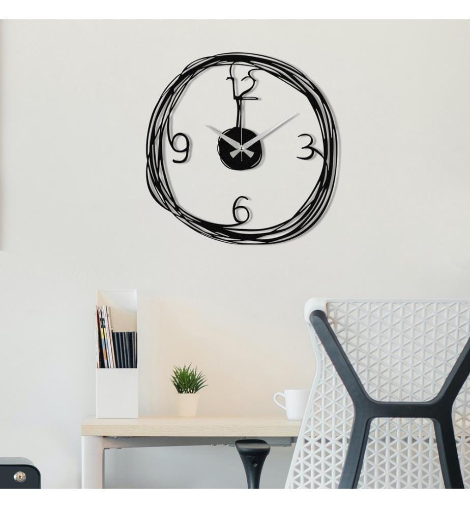 Decorative metal wall clock - Black
