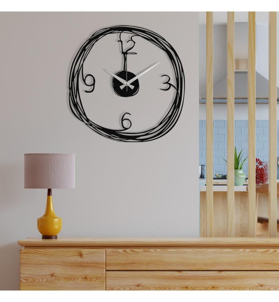 Decorative metal wall clock - Black