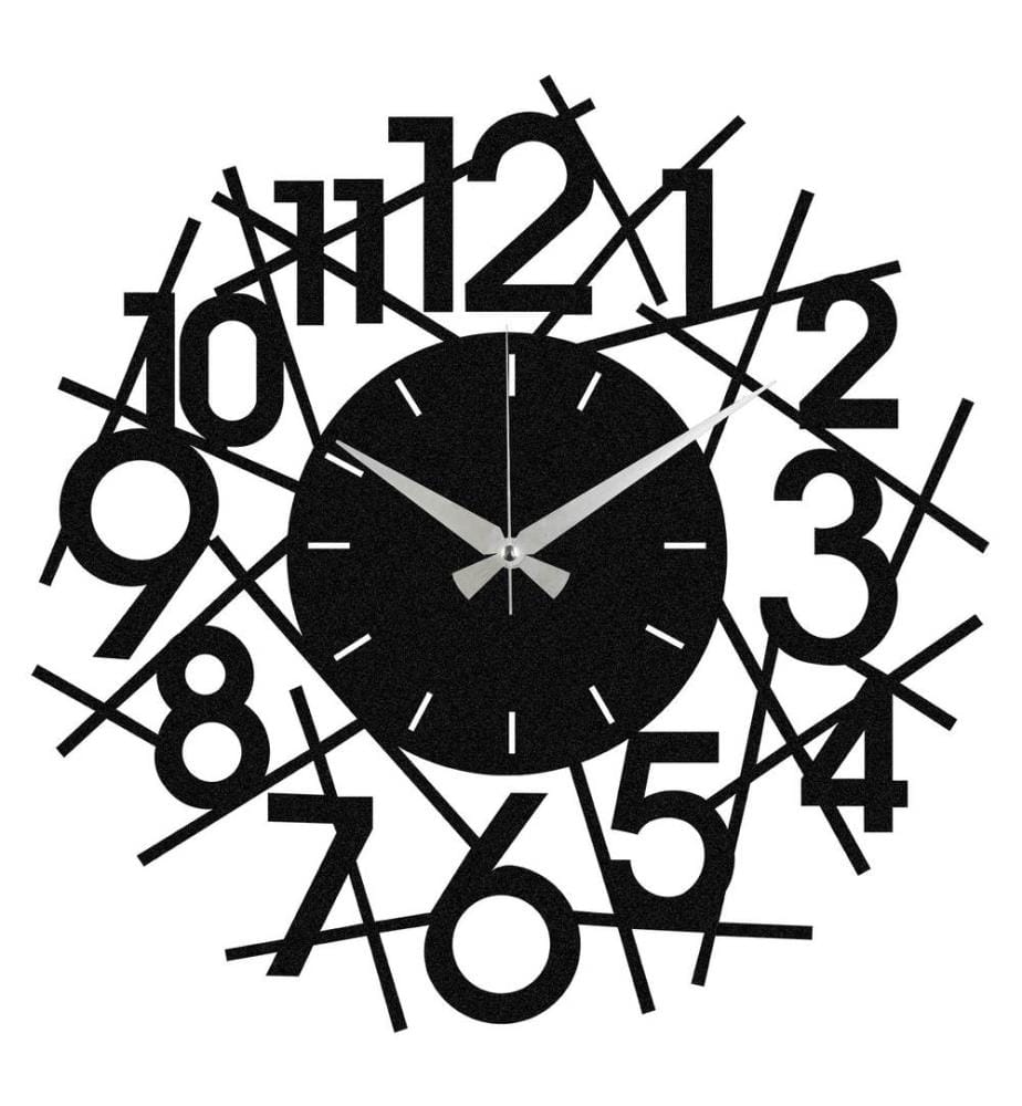 Decorative metal wall clock - Black