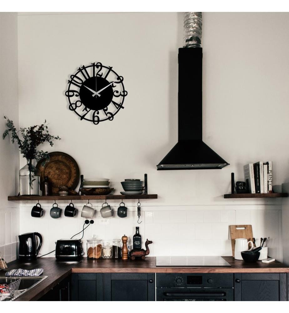 Decorative metal wall clock - Black