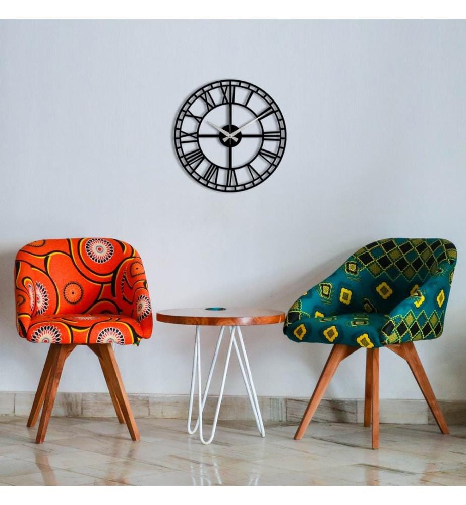 Decorative metal wall clock - Black