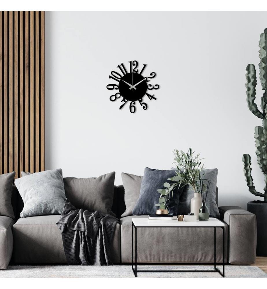 Decorative metal wall clock - Black