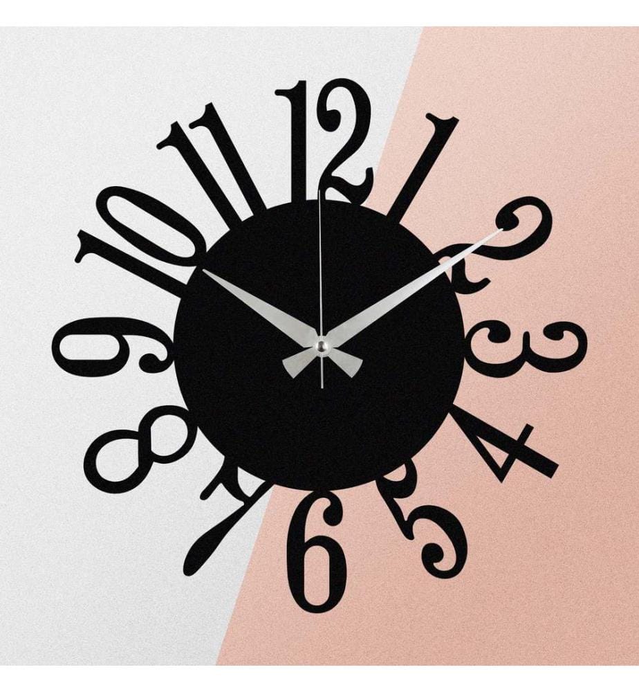 Decorative metal wall clock - Black