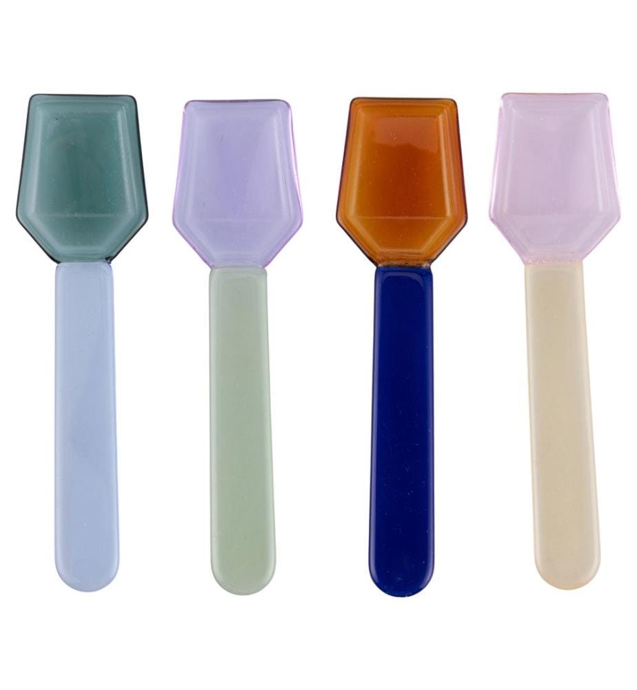 Teelöffel aus Glas 4er-Set Borosilikat farbig - Multicolor