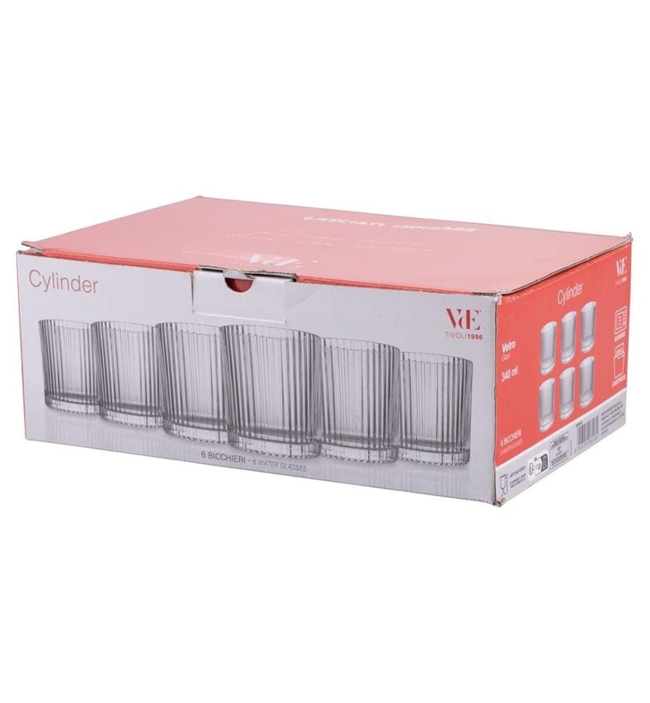 6er-Set zylindrische Wassergläser, 340 ml