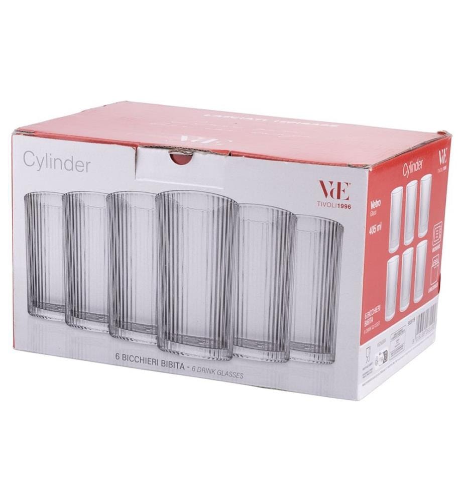 6er-Set zylindrische Trinkgläser, 405 ml