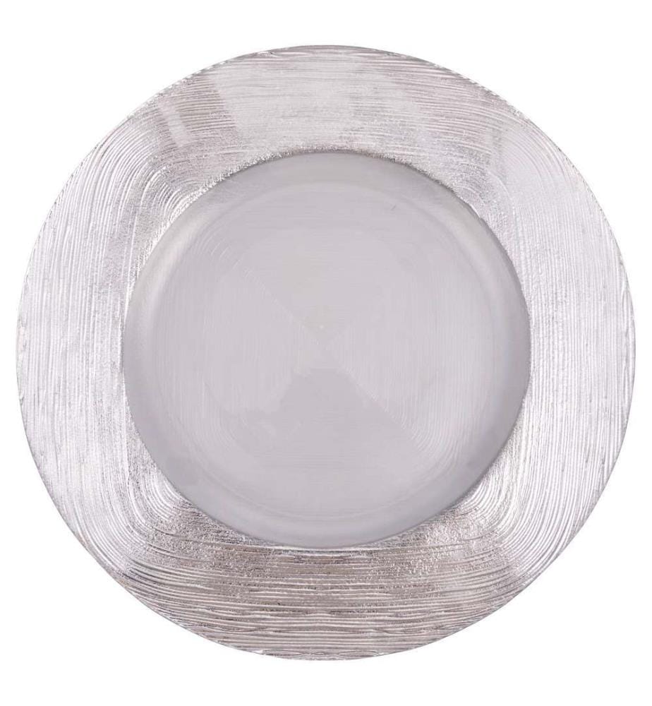 Glasbodenplatte - 33 cm / Silber
