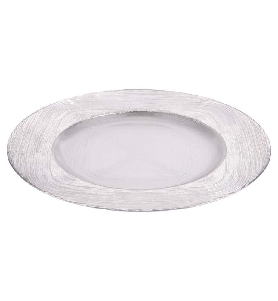 Glasbodenplatte - 33 cm / Silber