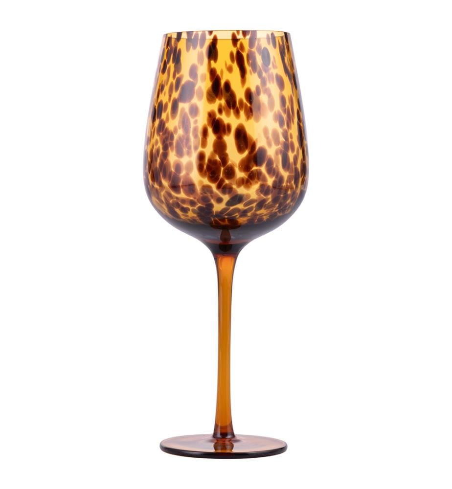 Lot de 6 verres à pied - 510 ml / Ambre / Boules marron
