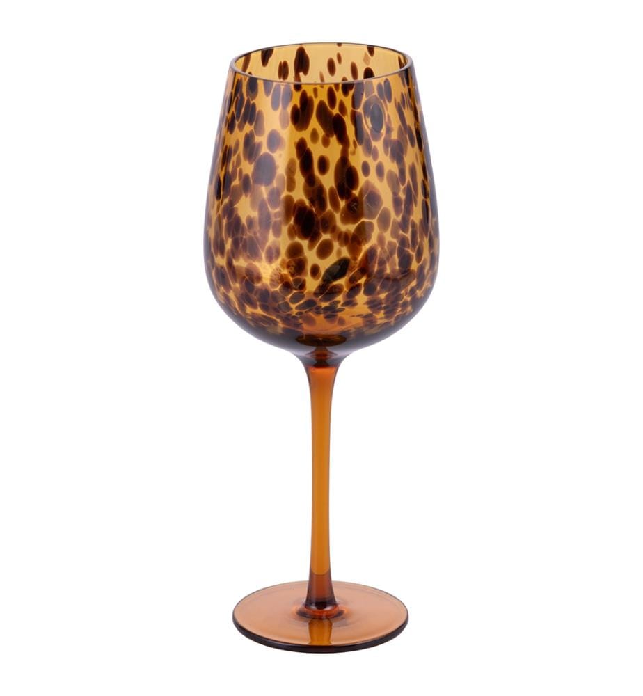 Lot de 6 verres à pied - 510 ml / Ambre / Boules marron