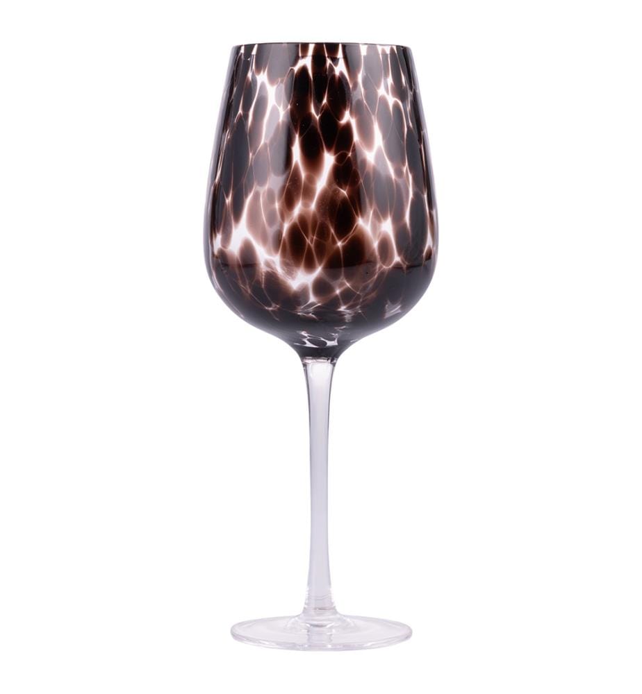 Set von 6 Stielgläsern - 510 ml / Transparent / Schwarze Kugeln