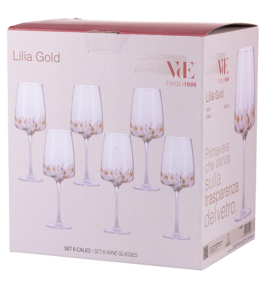 Lot de 6 verres à vin blanc - 500 ml / Doré