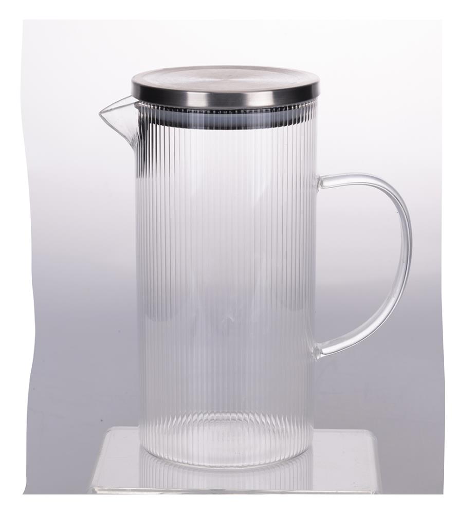 Brocca in vetro borosilicato trasparente 1,4L - Trasparente e acciaio