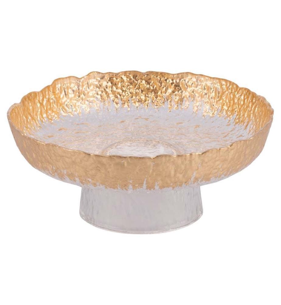 Support à gâteau en verre / Or - 25 cm H.10 cm