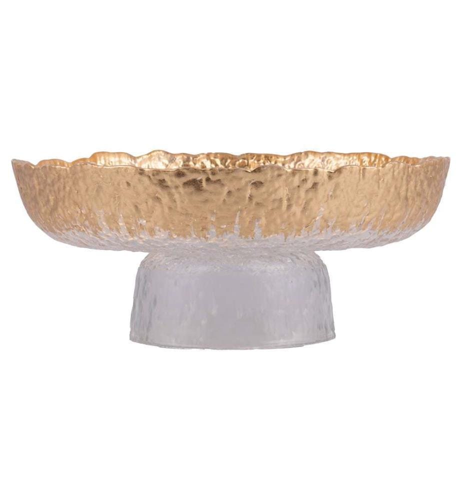 Support à gâteau en verre / Or - 25 cm H.10 cm