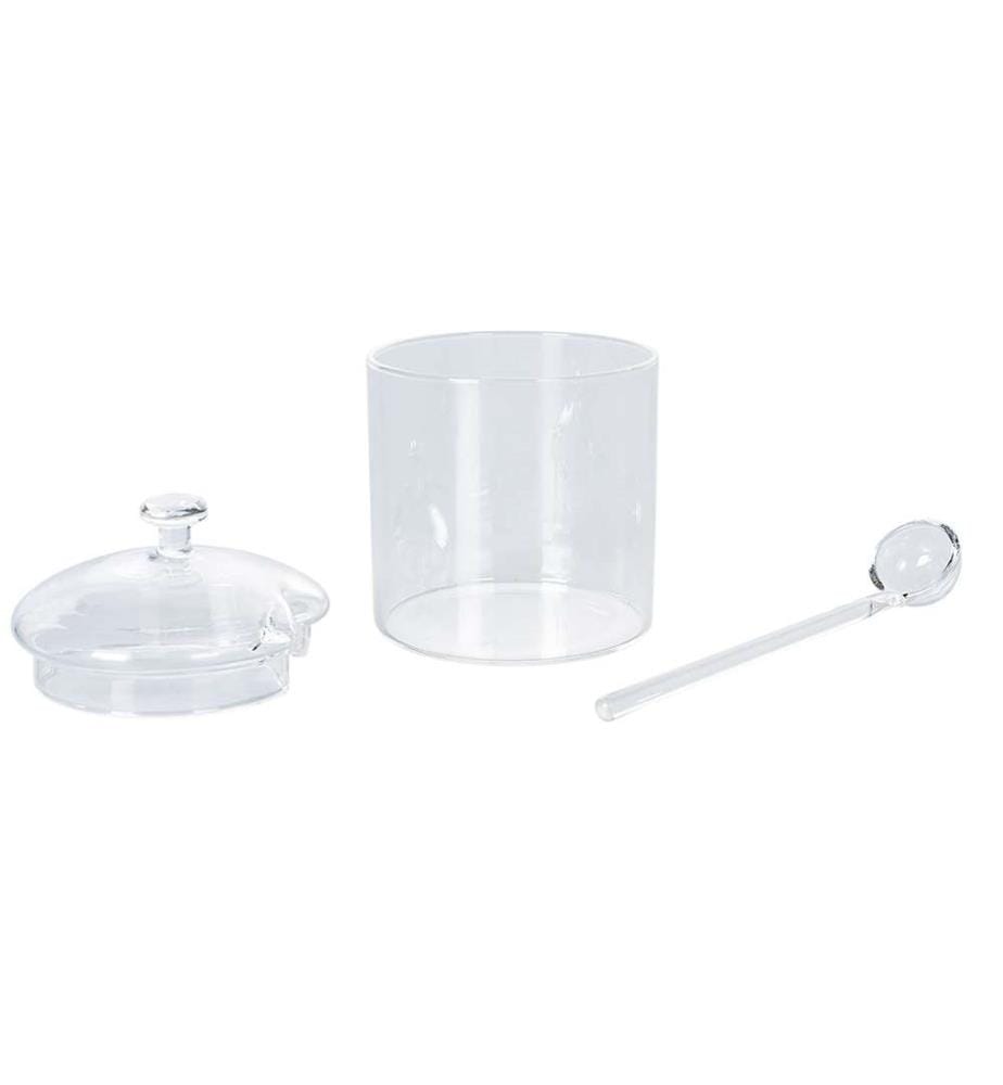 Sucrier borosilicate avec couvercle et cuillère - Transparent