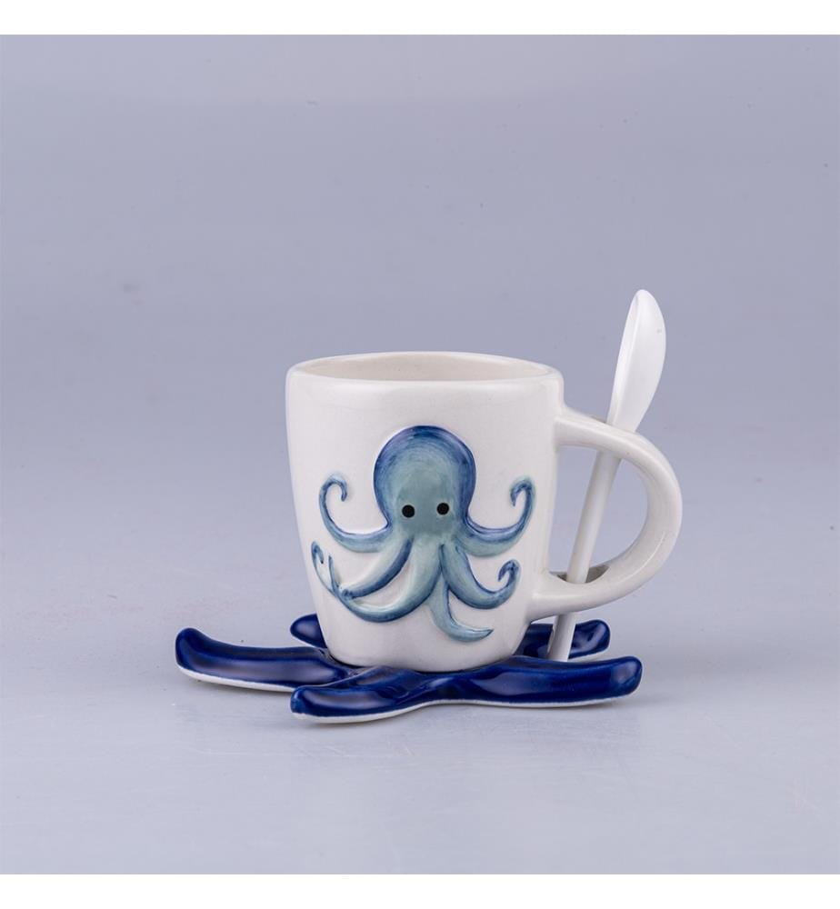 Set aus 6 Kaffeetassen mit Untertasse - Mehrfarbig