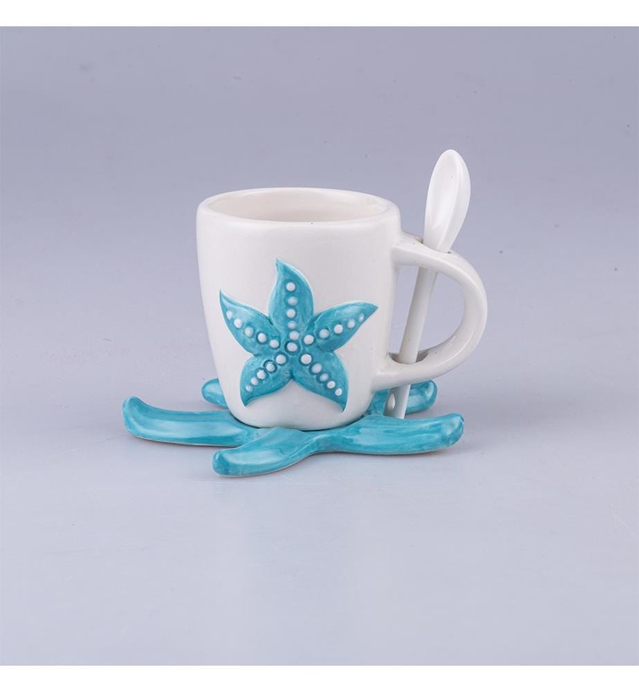 Set aus 6 Kaffeetassen mit Untertasse - Mehrfarbig