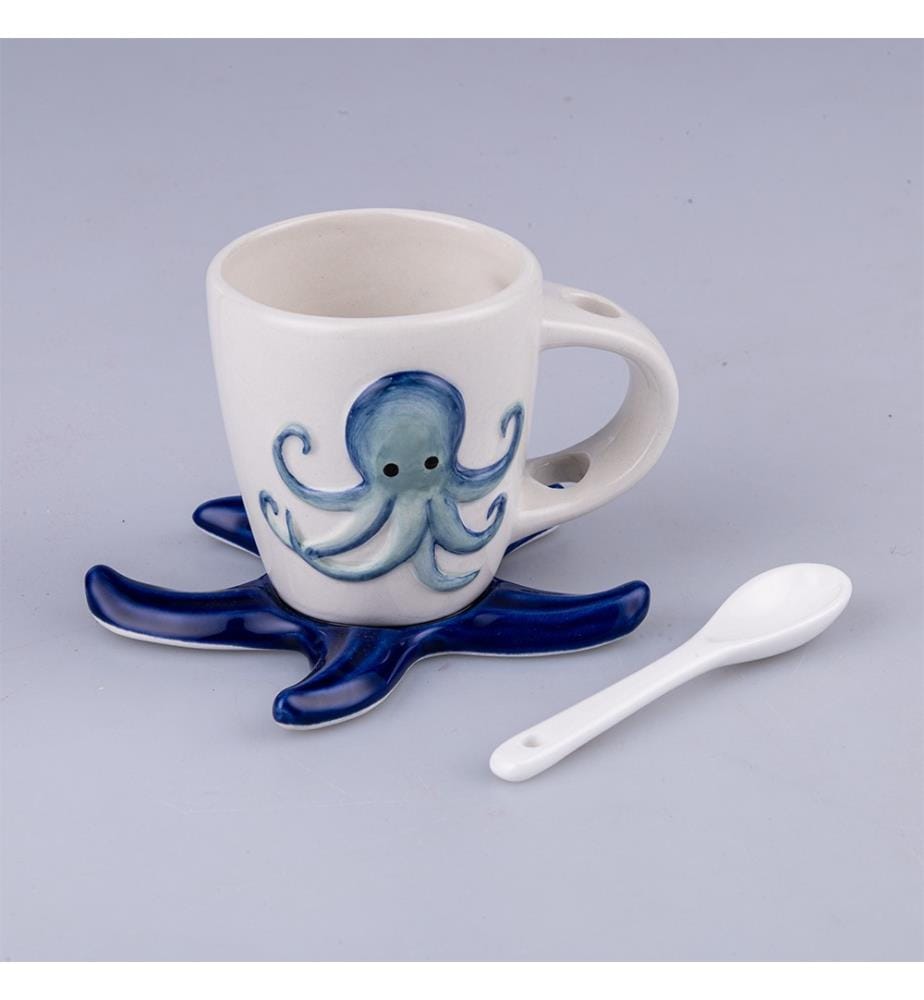Set aus 6 Kaffeetassen mit Untertasse - Mehrfarbig