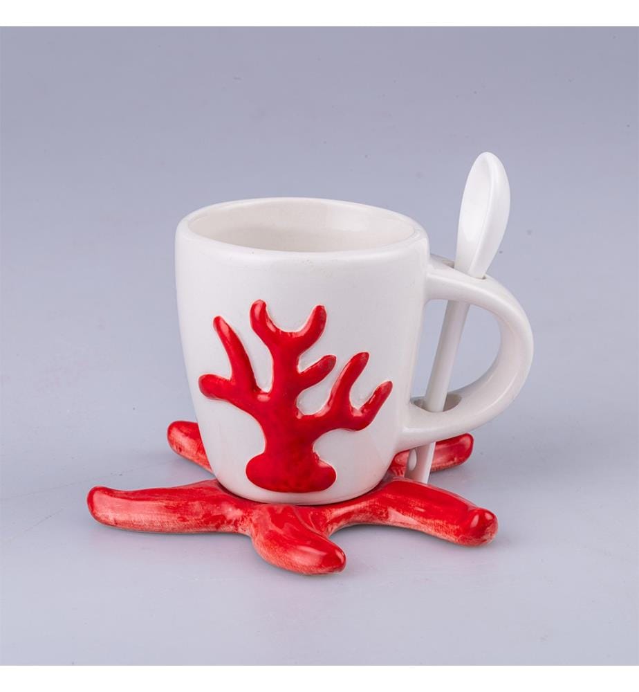 Set aus 6 Kaffeetassen mit Untertasse - Mehrfarbig