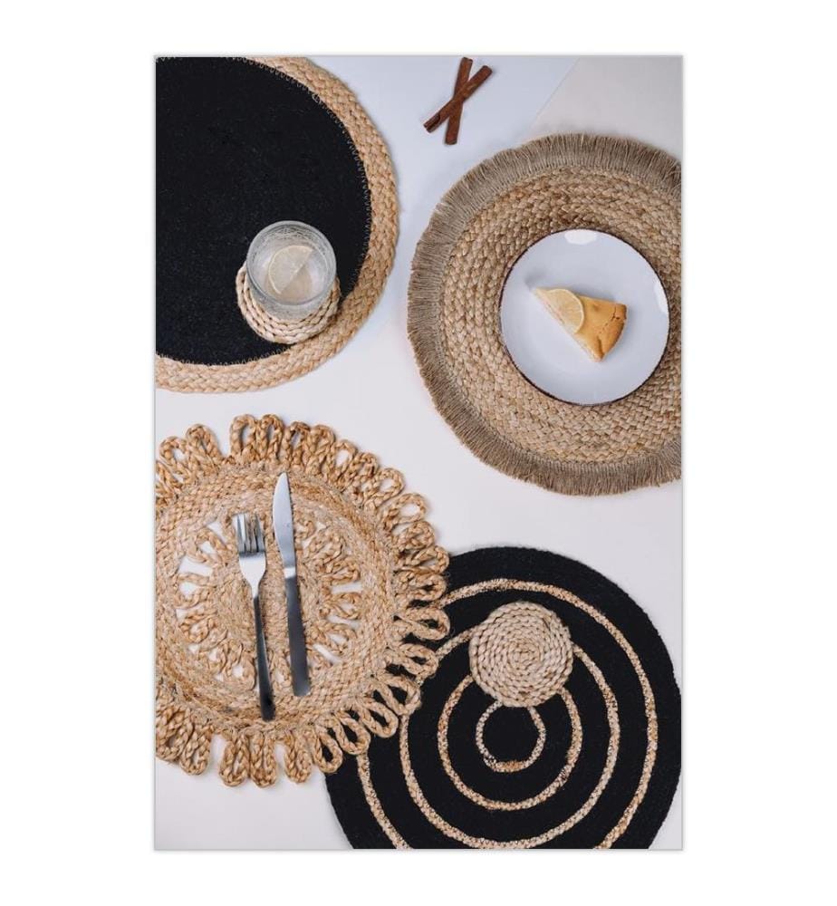 Tischset Aus Baumwolle Und Jute - Schwarz Und Braun