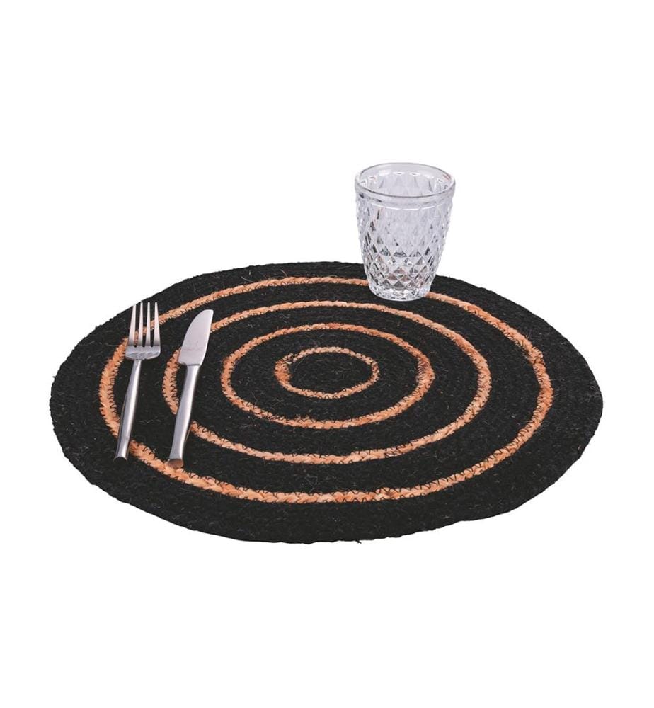 Tischset Aus Baumwolle Und Jute - Schwarz Und Braun