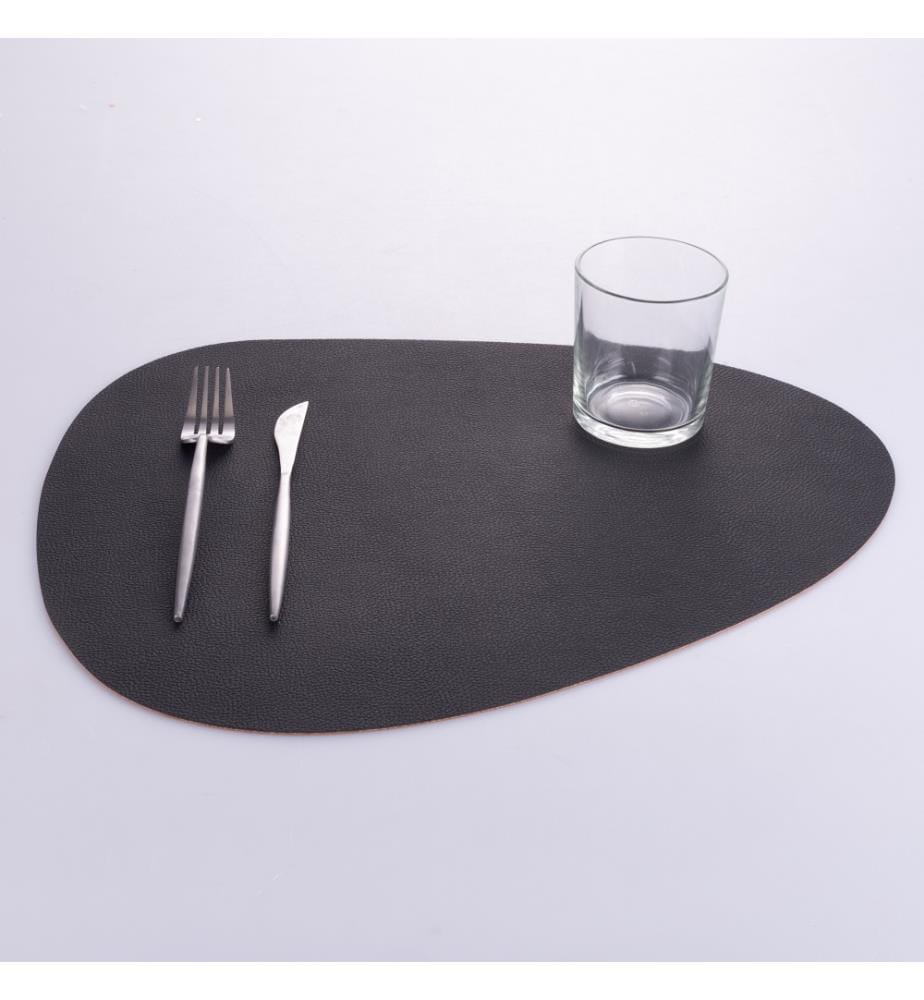 Lot 6 Sets de table PVC 44x37 cm cognac/noir - Marron/Noir