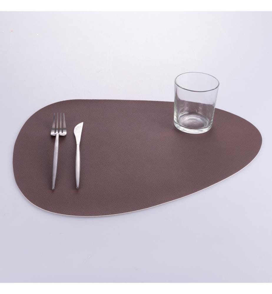 Lot 6 Sets de table PVC 44x37 cm blanc/marron - Blanc/Marron