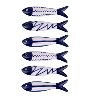 6er-Set Besteckauflagen Fische 12,5x8,5x1 cm - Sortiert