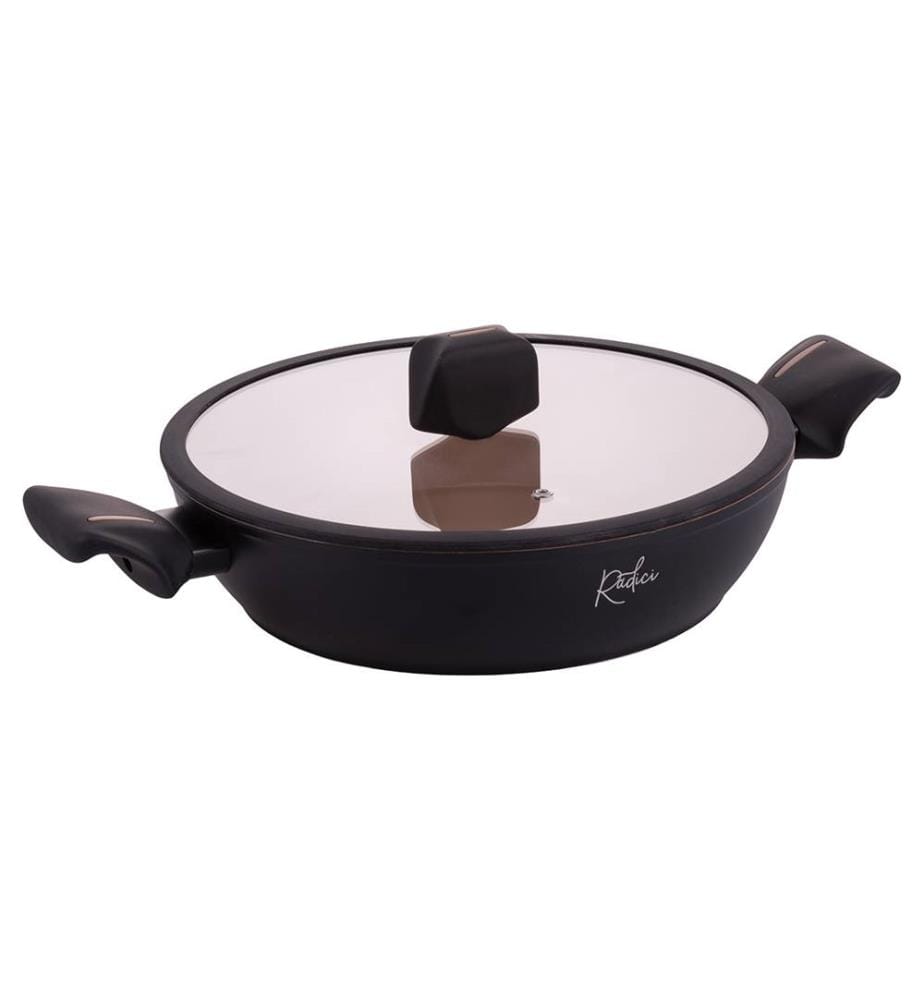 Padella Radici Liquirizia con coperchio in silicone - 28 cm / Nero