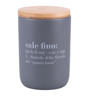 Feiner Salztopf mit Bambusdeckel - Grau