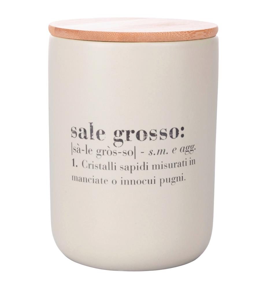 Salina grossa con coperchio in bambù - Avorio