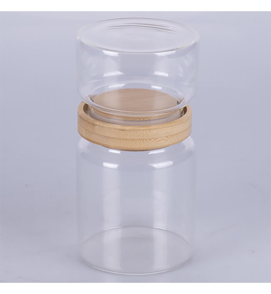 Borosilicate glass jar with bamboo lid