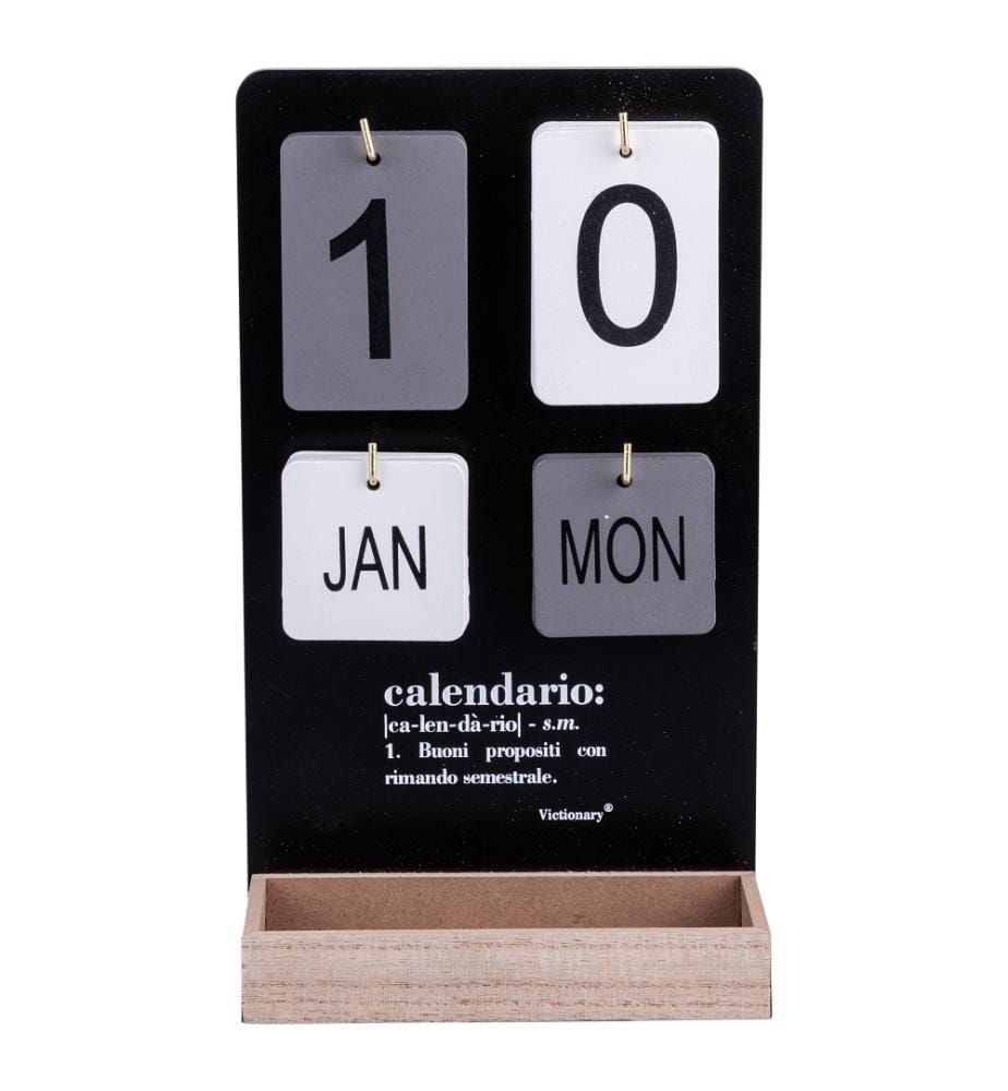 Tischkalender 30x17 cm - Schwarz/Naturholz