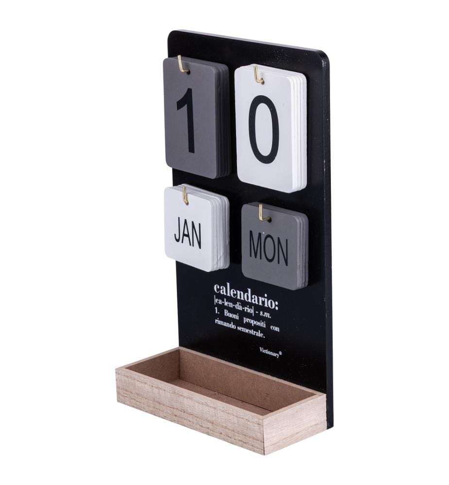 Tischkalender 30x17 cm - Schwarz/Naturholz