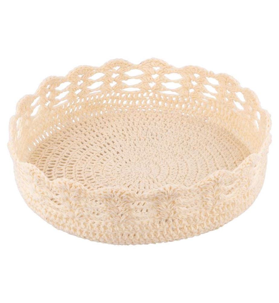Panier crochet - Ø 27 x 8 cm / Chocolat / Crème