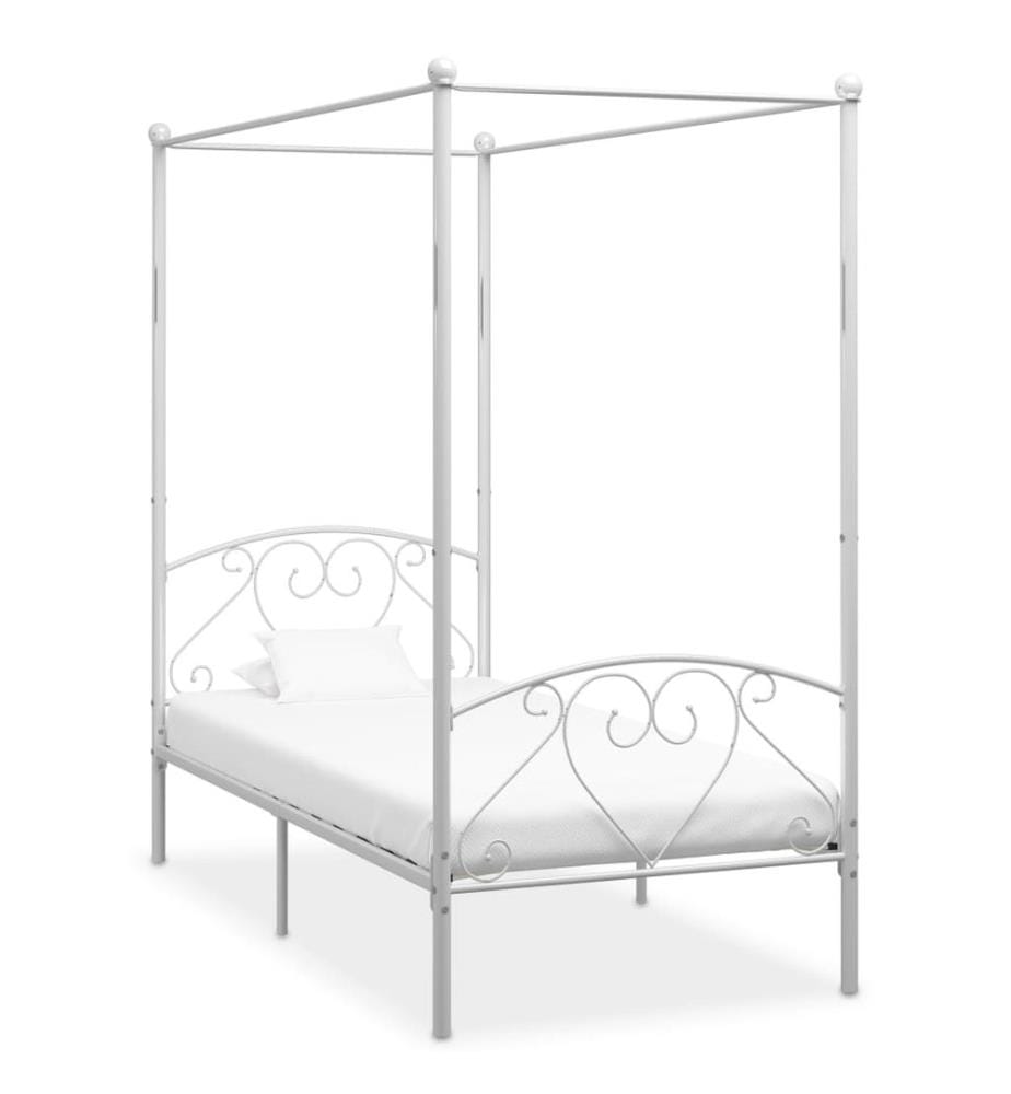 Himmelbett-Gestell Weiss Metall 90 x 200 cm