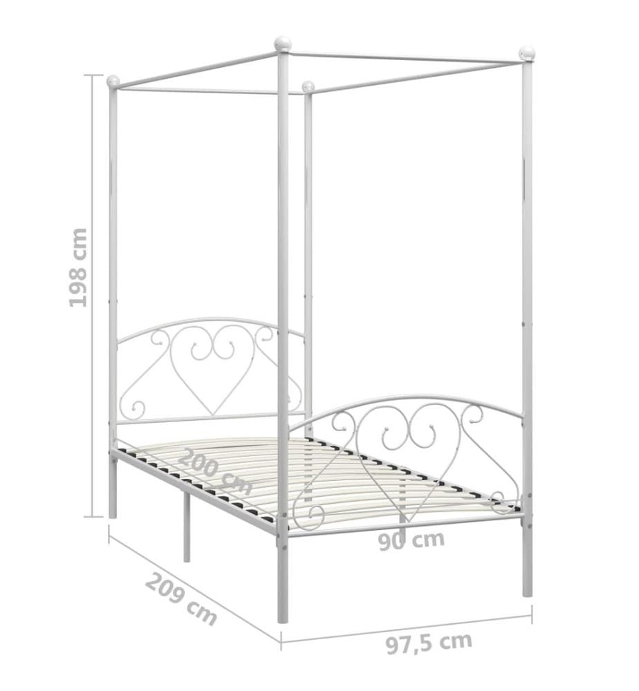 Himmelbett-Gestell Weiss Metall 90 x 200 cm