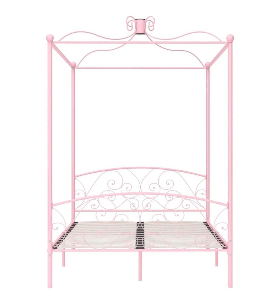 Himmelbett-Gestell Rosa Metall 140 x 200 cm