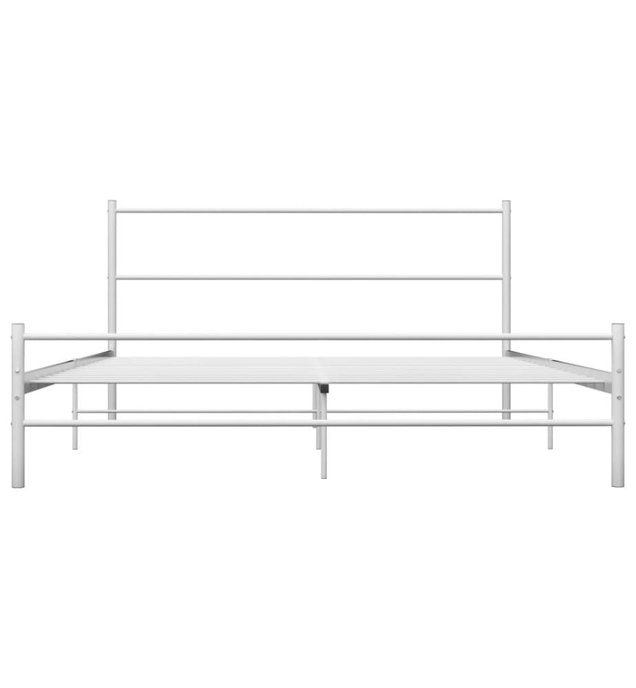 Cadre de lit sans matelas blanc métal 140x200 cm