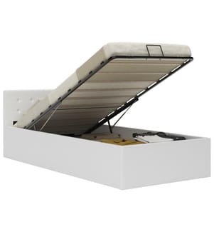 Cadre de lit à rangement hydraulique Blanc Similicuir 90x200 cm